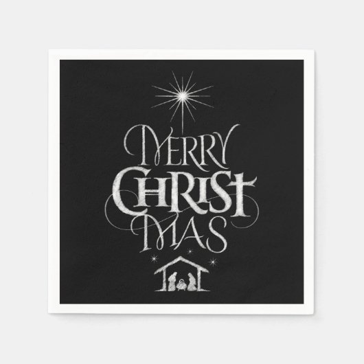 Serviette En Papier Merry CHRISTmas Christian Chalkboard Calligraphie (Devant)