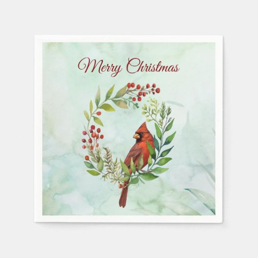 Serviette En Papier Merry Christmas Classic Cardinal (Devant)