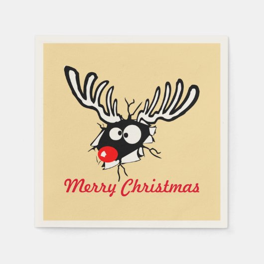 Serviette En Papier Merry Christmas ! Crazy Red Nosed (Devant)