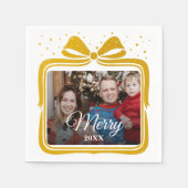 Serviette En Papier  Merry Christmas Elegant Bow Present Photo Collage (Devant)