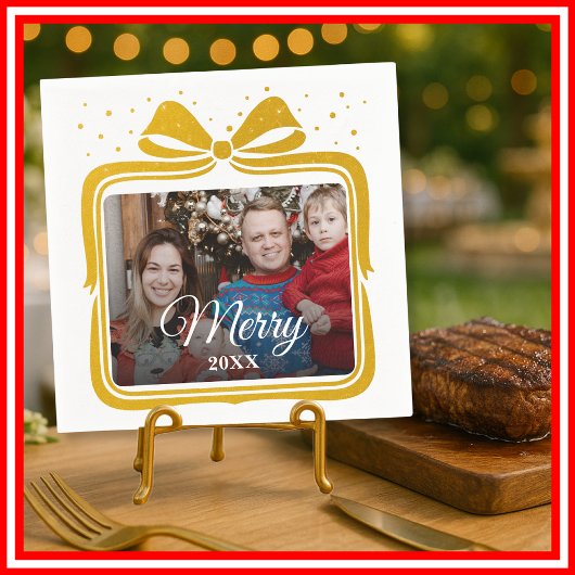 Serviette En Papier  Merry Christmas Elegant Bow Present Photo Collage