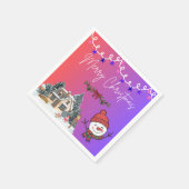 Serviette En Papier Merry Christmas Festive Napkin (Coin)