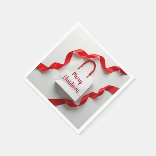 Serviette En Papier Merry Christmas Gift Bag With Red Ribbons (Coin)