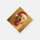 Serviette En Papier Merry Christmas Golden Retriever card. (Coin)