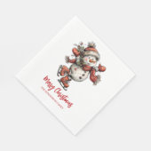 Serviette En Papier Merry Christmas Ice Skates Snowman  (Coin)
