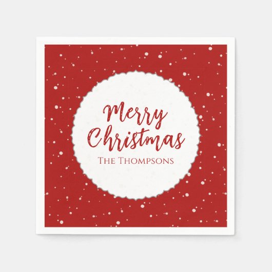 Serviette En Papier Merry Christmas Minimalist Simple Calligraphy Red (Devant)