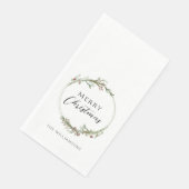 Serviette En Papier Merry Christmas Minimalist Wreath (Coin)