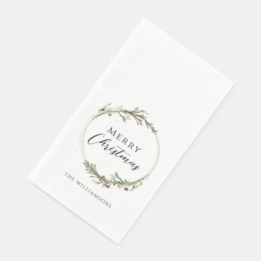 Serviette En Papier Merry Christmas Minimalist Wreath (Coin)