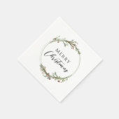 Serviette En Papier Merry Christmas Minimalist Wreath White (Coin)