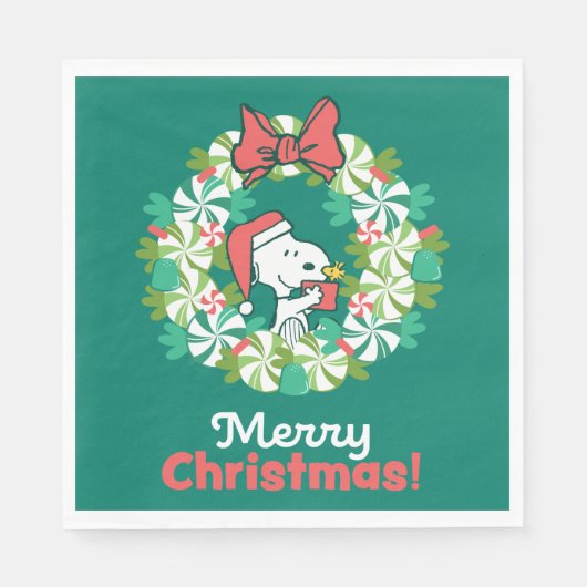 Serviette En Papier Merry Christmas Peppermenthe Holiday Wreath (Devant)