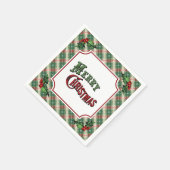 Serviette En Papier Merry Christmas Plaid with Holly (Coin)