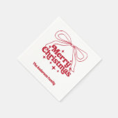 Serviette En Papier Merry Christmas red hand-drawn bow retro (Coin)
