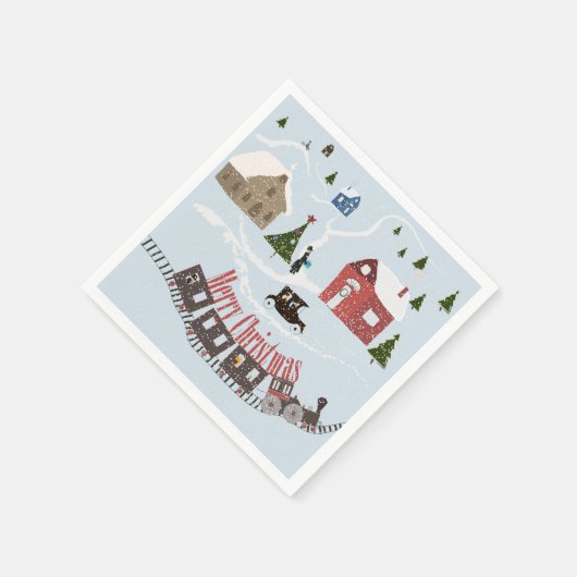 Serviette En Papier Merry Christmas , rétro (Coin)