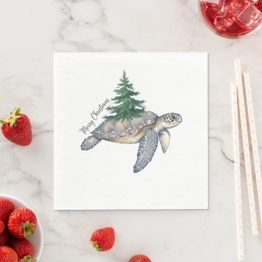 Serviette En Papier Merry Christmas Sea Turtle (En situation)