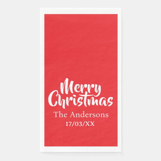 Serviette En Papier Merry Christmas Simple Stylish Modern Minimal Mono (Devant)