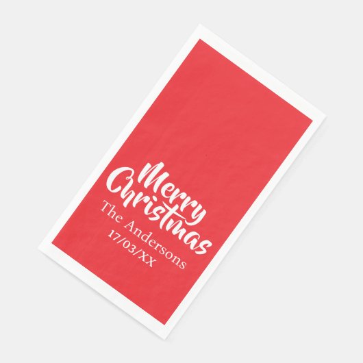 Serviette En Papier Merry Christmas Simple Stylish Modern Minimal Mono (Coin)
