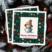 Serviette En Papier Merry Christmas Snowman Napkins Personalized Custo