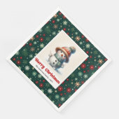 Serviette En Papier Merry Christmas Snowman Napkins Personalized Custo (Coin)
