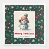 Serviette En Papier Merry Christmas Snowman Napkins Personalized Custo (Devant)