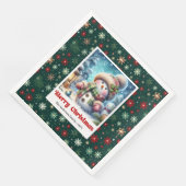 Serviette En Papier Merry Christmas snowman with snowflakes kids  (Coin)