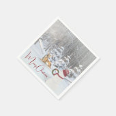 Serviette En Papier Merry Christmas Snowmen and Buck In Winter Woods (Coin)