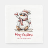 Serviette En Papier Merry Christmas Sunglass Snowman  (Devant)
