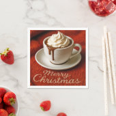 Serviette En Papier Merry Christmas Text With Hot Chocolate Drink (En situation)