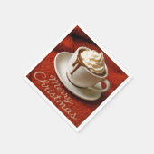 Serviette En Papier Merry Christmas Text With Hot Chocolate Drink (Coin)