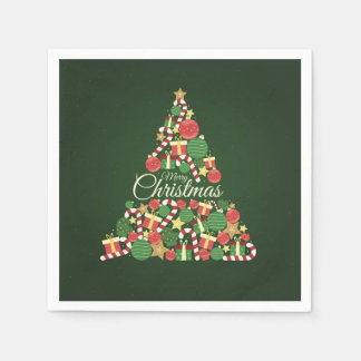 Serviette En Papier Merry Christmas tree dinner party