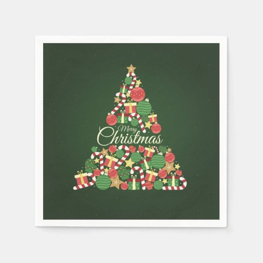 Serviette En Papier Merry Christmas tree dinner party (Devant)