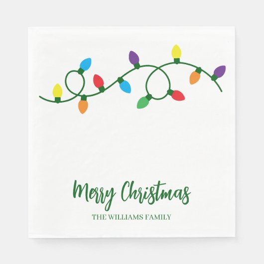Serviette En Papier Merry Christmas Tree Lights (Devant)