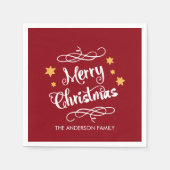 Serviette En Papier Merry Christmas Typography Red White (Devant)