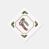 Serviette En Papier Merry Christmas with Holly (Coin)