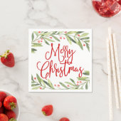 Serviette En Papier Merry Christmas Wreath Holiday Cocktail Party (En situation)