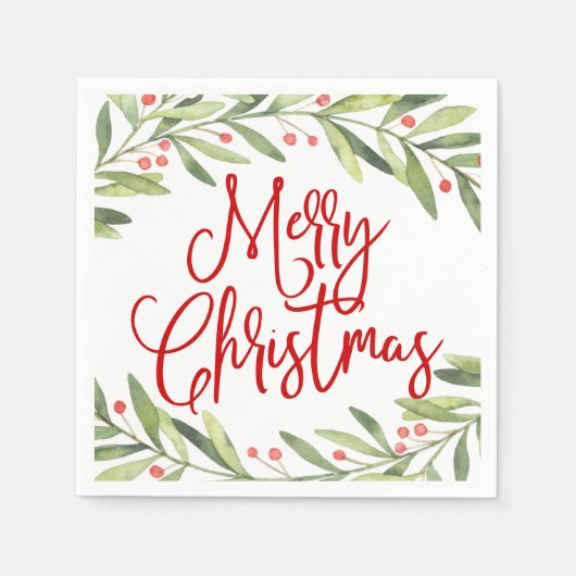 Serviette En Papier Merry Christmas Wreath Holiday Cocktail Party (Devant)