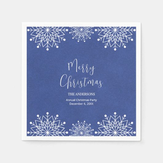 Serviette En Papier Merry Christmass Snowflake Papier bleu Napkin (Devant)