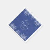 Serviette En Papier Merry Christmass Snowflake Papier bleu Napkin (Coin)