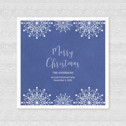 Serviette En Papier Merry Christmass Snowflake Papier bleu Napkin