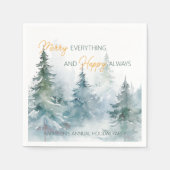 Serviette En Papier Merry Everything Happy Always Winter Trees (Devant)