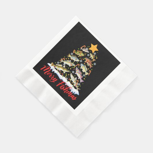 Serviette En Papier Merry Fishmas Funky Christmas Tree Lights Fish Fis (Coin)