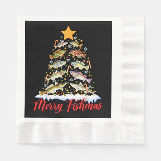 Serviette En Papier Merry Fishmas Funky Christmas Tree Lights Fish Fis (Devant)