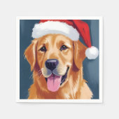 Serviette En Papier Merry Golden Retriever | Noël du chien de Santa Ha (Devant)