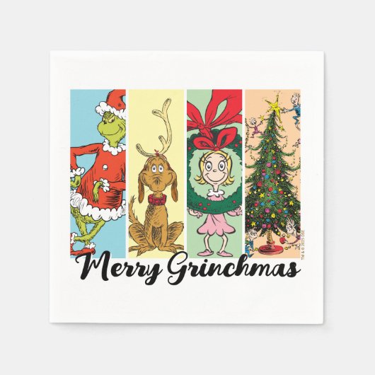 Serviette En Papier Merry Grinchmas Holiday Collage (Devant)