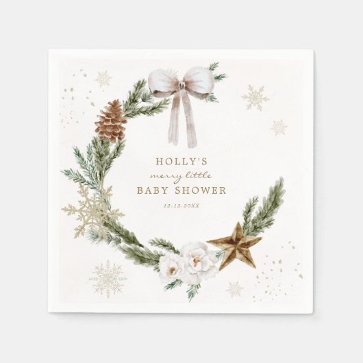 Serviette En Papier Merry Little Baby shower couronne neutre (Devant)