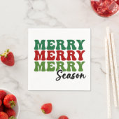 Serviette En Papier Merry Merry Merry Saison - Retro Holiday Art (En situation)