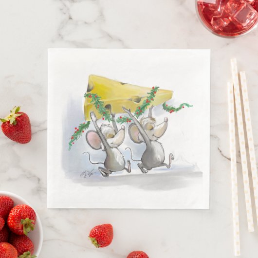 Serviette En Papier Merry Mice Mic & Mac Holiday Paper Napkin (En situation)