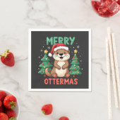 Serviette En Papier Merry Ottermas Funny Otter Animal Amateurs de Noël (En situation)