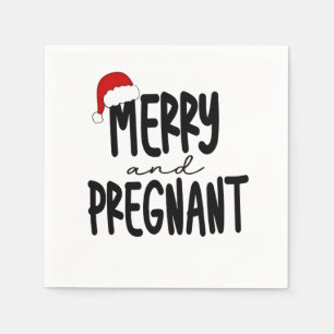 Serviette En Papier Merry & Pregnant Annonce de Grossesse Chapeau de P