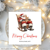 Serviette En Papier Merry Santa Claus Custom Editable Christmas Napkin
