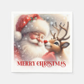 Serviette En Papier Merry Santa Claus Rudolph Holiday Dinner Party  (Devant)